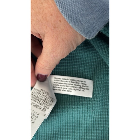 Eddie Bauer Waffle Knit Henley Shirt Thermal Top Womens XL Teal 90s Y2K Outdoor - Picture 7 of 11
